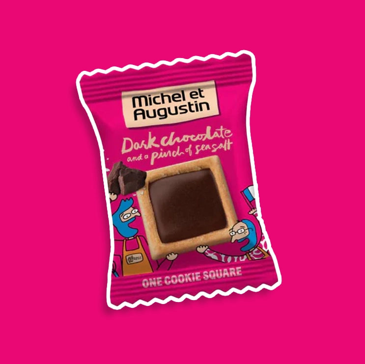 Michel et Augustin Gourmet Chocolate Cookie Squares | Dark Chocolate & Sea  Salt | Individually Wrapped European Cookies | 15 French Shortbread Cookies