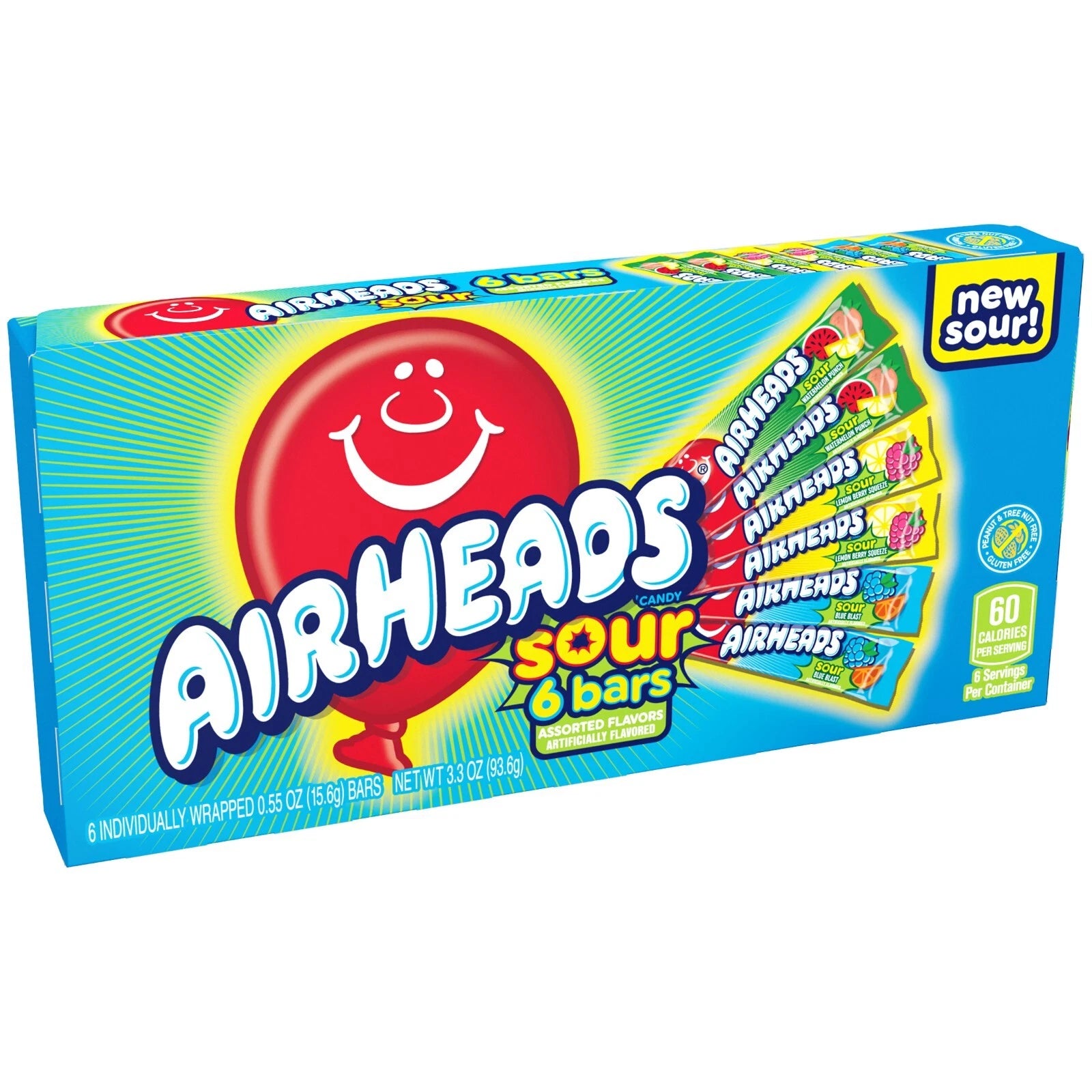 Airheads Sours Candy Bar (Box of 6 Bars)