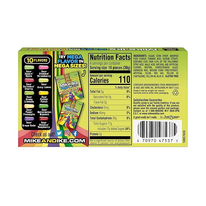 Mike & Ike Mega Mix Sour Candy (Super Sour) 120g