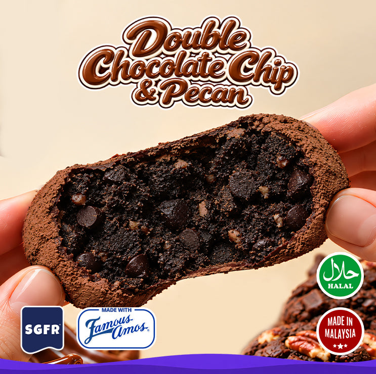 Dubai Chewy Cookie, Famous Amos, Double Chocolate Chip & Pecan
