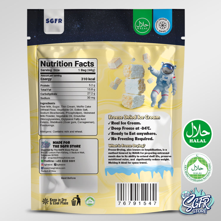 Galactic Bites, Waffle Vanilla Freeze Dried Ice Cream 60g, Halal