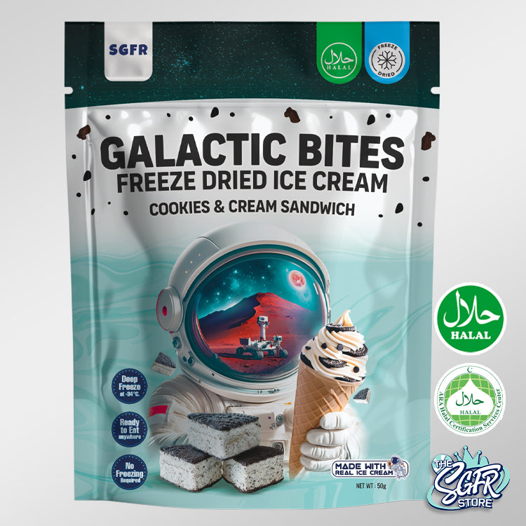Galactic Bites, Cookies & Cream Freeze Dried Ice Cream 50g, Halal