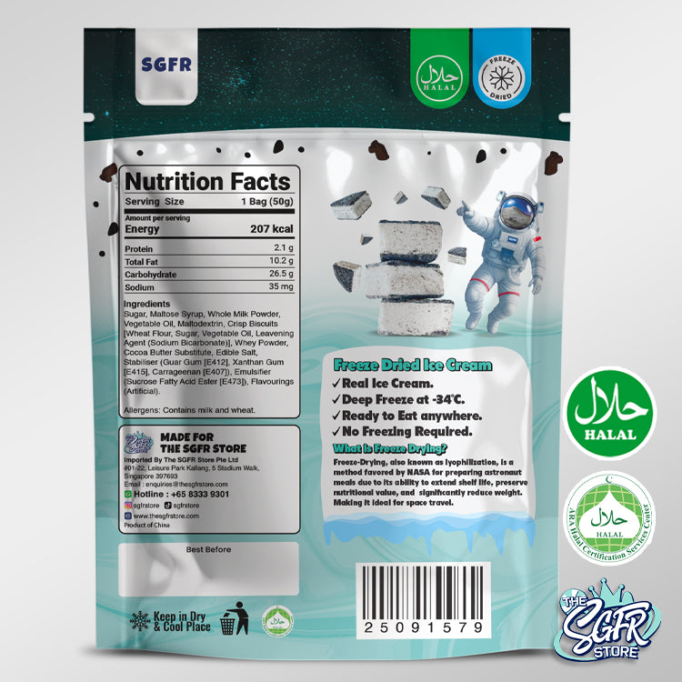Galactic Bites, Cookies & Cream Freeze Dried Ice Cream 50g, Halal