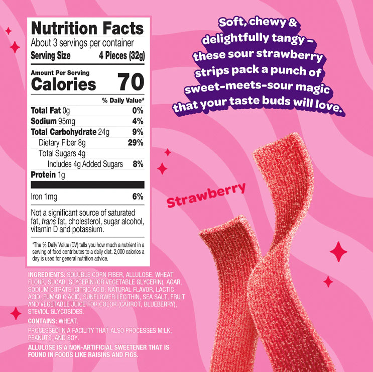 Joyride Sour Strawberry Strips (Plant Based), 99g