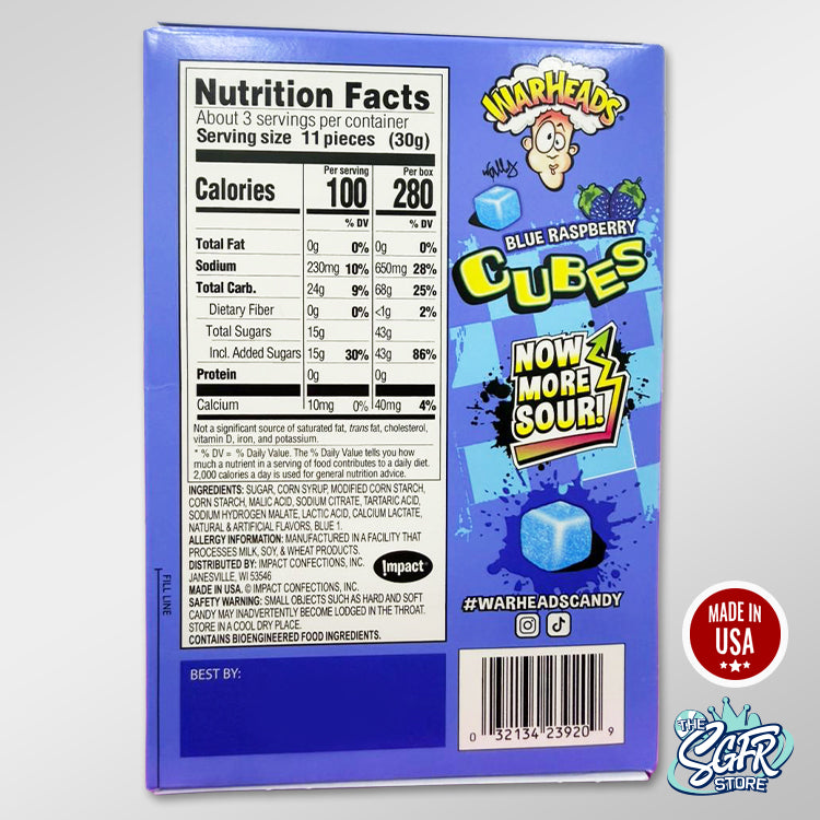 Warheads Box - Blue Raspberry Cubes
